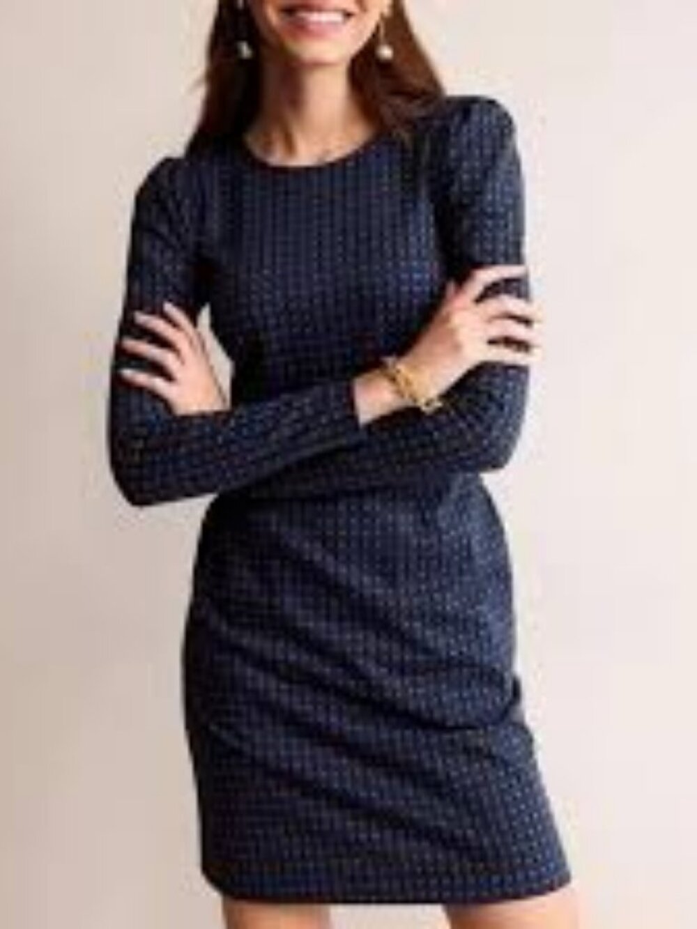 Boden Penelope Cotton Jersey Dress Navy Olive Women's Size 14L